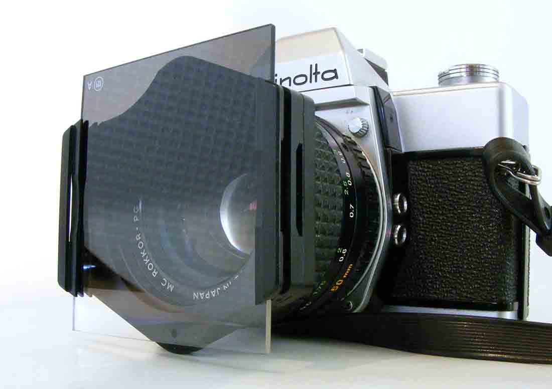 square filter holder with a graduated filter