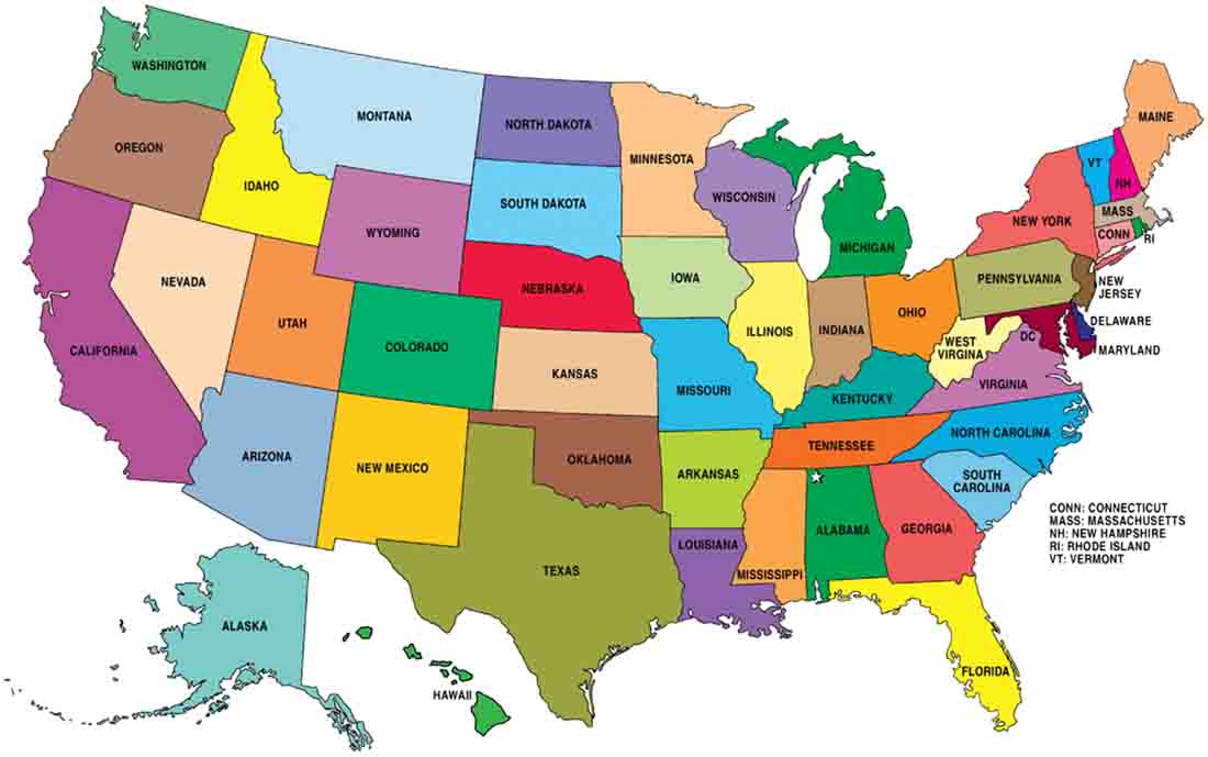 50 states of the United States Of America