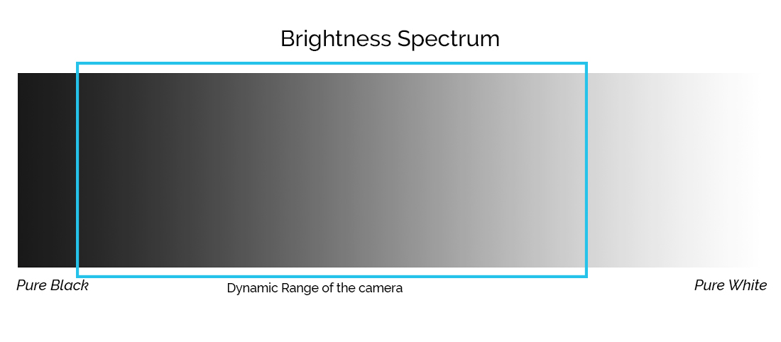 Dynamic Range of the camera visualized over a spectrum of brightness gradient