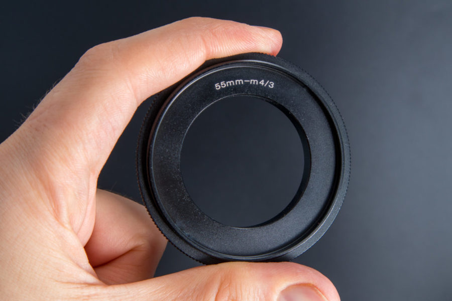 A 55mm Micro Four Thirds Reverse lens adapter