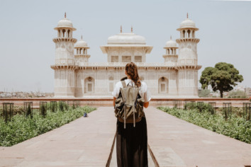 Image of a girl at a tourist spot in India without the people around